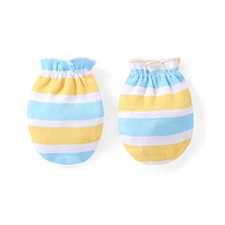 Babyhug 100% Cotton Mittens Multicolor Pack of 3 - Blue & Yellow