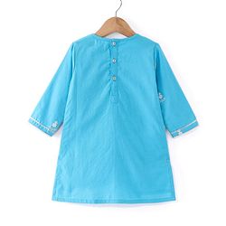 Babyhug Full Sleeves Cotton Woven Embroidered Kurta Gharara Set with Dupatta Tie & Dye Print - Blue & White