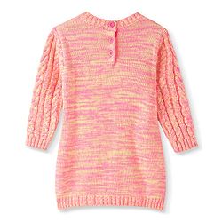 Babyhug Full Sleeves Cable Knit Woollen Dress - Light Peach