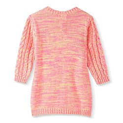 Babyhug Full Sleeves Cable Knit Woollen Dress - Light Peach