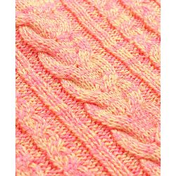 Babyhug Full Sleeves Cable Knit Woollen Dress - Light Peach