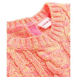 Babyhug Full Sleeves Cable Knit Woollen Dress - Light Peach