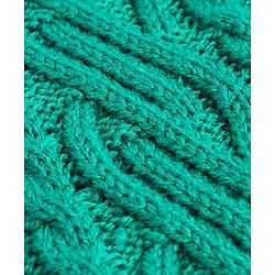 Babyhug Knit Full Raglan Sleeves Cable Knit Woolen Dress - Green