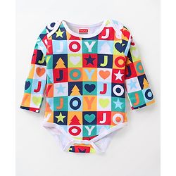 Babyhug 100% Cotton Knit Full Sleeves Alphabet Print Onesies Pack of 3 - Multicolour