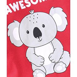 Babyhug 100% Cotton Onesies with Leggings and Cap Mittens Booties With Animals Print - Blue & Red