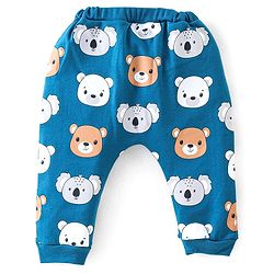 Babyhug 100% Cotton Onesies with Leggings and Cap Mittens Booties With Animals Print - Blue & Red