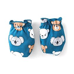 Babyhug 100% Cotton Onesies with Leggings and Cap Mittens Booties With Animals Print - Blue & Red