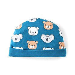 Babyhug 100% Cotton Onesies with Leggings and Cap Mittens Booties With Animals Print - Blue & Red