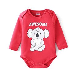 Babyhug 100% Cotton Onesies with Leggings and Cap Mittens Booties With Animals Print - Blue & Red