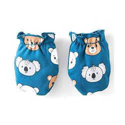 Babyhug 100% Cotton Onesies with Leggings and Cap Mittens Booties With Animals Print - Blue & Red