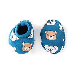 Babyhug 100% Cotton Onesies with Leggings and Cap Mittens Booties With Animals Print - Blue & Red