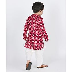 Babyhug Cambric Full Sleeves Printed Kurta Pyjama Set - Maroon