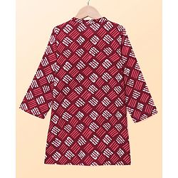 Babyhug Cambric Full Sleeves Printed Kurta Pyjama Set - Maroon