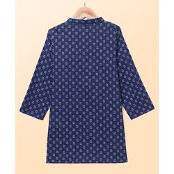 Babyhug Cabric Woven Full Sleeves Floral Printed Kurta & Pyjama Set - Navy Blue