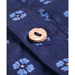 Babyhug Cabric Woven Full Sleeves Floral Printed Kurta & Pyjama Set - Navy Blue