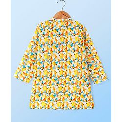 Babyhug Cambric Woven Full Sleeves  Kurta Pyjama Set with Abstract Print - Yellow