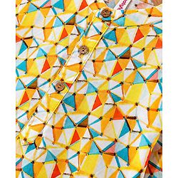 Babyhug Cambric Woven Full Sleeves  Kurta Pyjama Set with Abstract Print - Yellow