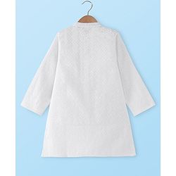 Babyhug Cotton Woven Cambric Embroidered Full Sleeves Kurta & Pyjama Set - White