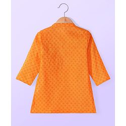 Babyhug Cambric  Dobby Full Sleeves Kurta Pyjama Set - Orange