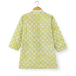 Babyhug Cambric Full Sleeves Embroidered Kurta & Pyjama Set - Green