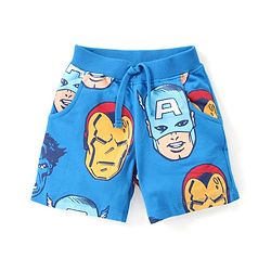 Babyhug Marvel  100% Cotton Knit Half Sleeve Night Suit with Avengers Graphics- Blue