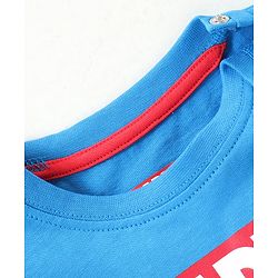 Babyhug Marvel  100% Cotton Knit Half Sleeve Night Suit with Avengers Graphics- Blue