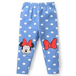 Babyhug Disney 100% Cotton Lycra Knit Full Length Leggings with Polka Dots & Minnie Mouse Print - Navy Blue