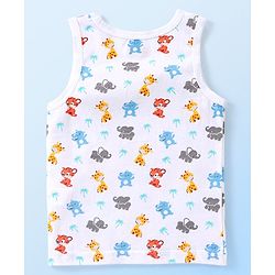 Babyhug 100% Cotton Knit Sleeveless Vests with Striped & Animal Print Pack of 3 - Multicolor