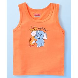Babyhug 100% Cotton Knit Sleeveless Vests with Striped & Animal Print Pack of 3 - Multicolor