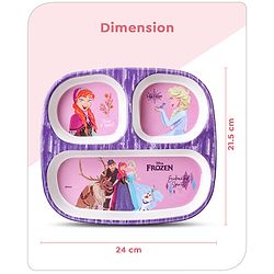 Babyhug Disney Frozen 3 Section Rectangular Melamine Plate - Multicolor