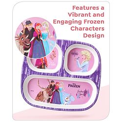 Babyhug Disney Frozen 3 Section Rectangular Melamine Plate - Multicolor