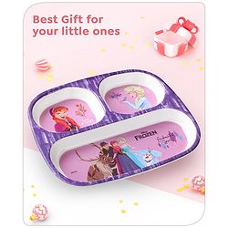 Babyhug Disney Frozen 3 Section Rectangular Melamine Plate - Multicolor