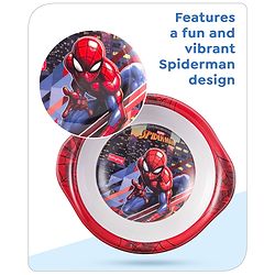 Babyhug Marvel Feeding Bowl With Handle Spiderman Theme Multicolor - 380 ml