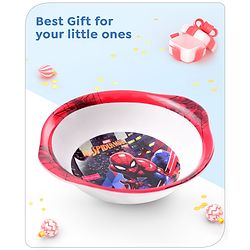 Babyhug Marvel Feeding Bowl With Handle Spiderman Theme Multicolor - 380 ml