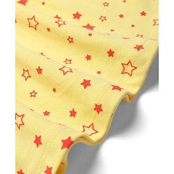 Babyhug Single Jersey Knit Half Sleeves Star Printed Frock with Bloomer - Yellow