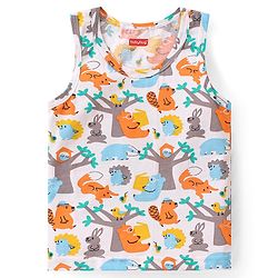 Babyhug 100% Cotton Knit Sleeveless Vests with Animal Print & Stripes Pattern Pack of 3 - Multicolor
