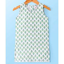 Babyhug Woven Sleeveless Floral Printed Kurta & Gharara Set with Dupatta - White