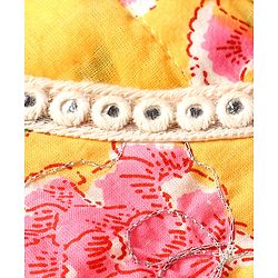 Babyhug Cambric Woven Short Sleeves  Kurta Gharara Set with Lace Detailing Floral Print - Yellow