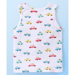 Babyhug 100% Cotton Knit Sleeveless Vests with Striped & Vehicle Print Pack of 3 - Multicolor