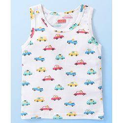 Babyhug 100% Cotton Knit Sleeveless Vests with Striped & Vehicle Print Pack of 3 - Multicolor