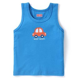 Babyhug 100% Cotton Knit Sleeveless Vests with Striped & Vehicle Print Pack of 3 - Multicolor