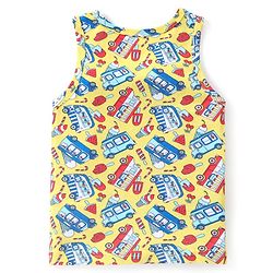 Babyhug 100% Cotton Knit Sleeveless Vests with Striped & Vehicle Print Pack of 3 - Multicolor