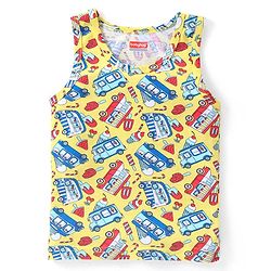 Babyhug 100% Cotton Knit Sleeveless Vests with Striped & Vehicle Print Pack of 3 - Multicolor