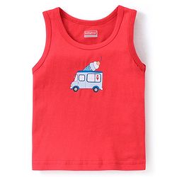 Babyhug 100% Cotton Knit Sleeveless Vests with Striped & Vehicle Print Pack of 3 - Multicolor