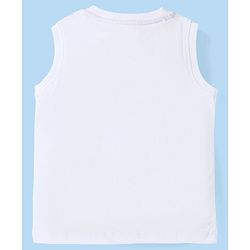 Babyhug Disney Cotton Knit Sleeveless T-Shirt & Shorts Set With Mickey Mouse Graphics - White & Red
