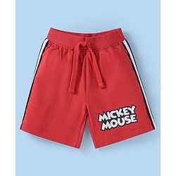 Babyhug Disney Cotton Knit Sleeveless T-Shirt & Shorts Set With Mickey Mouse Graphics - White & Red