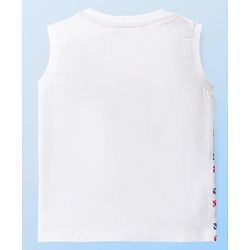 Babyhug Disney Cotton Knit Sleeveless T-Shirt & Shorts Set With Mickey Mouse Graphics - White & Red