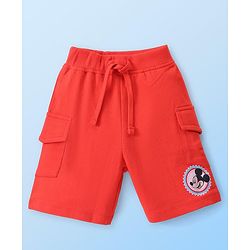 Babyhug Disney Cotton Knit Sleeveless T-Shirt & Shorts Set With Mickey Mouse Graphics - White & Red