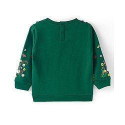 Babyhug Cotton Knit Full Sleeves  Sweatshirt With Butterfly Print & Frills Detailing - Green
