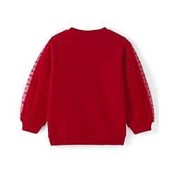 Babyhug Knit Full Balloon Sleeves Sweatshirt With Floral Graphics Foil Print & Mesh Detailing - Red
